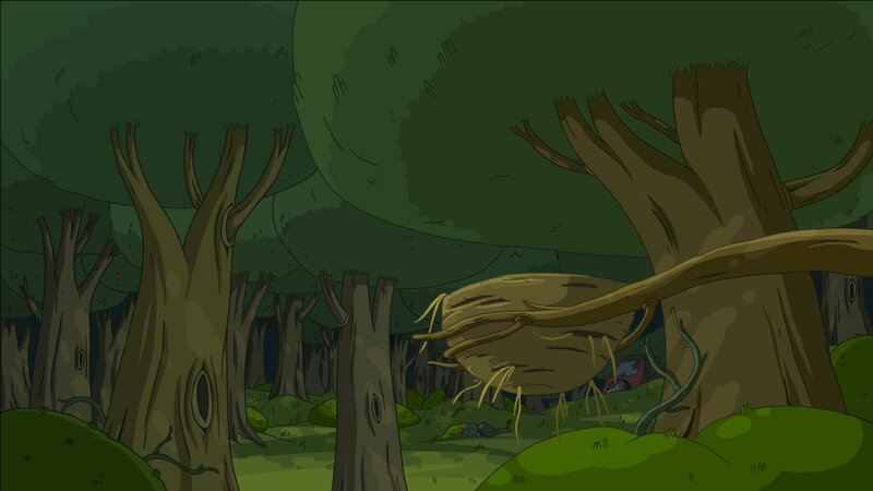 Treehouse in Forest — Green, Serene, Night, Anime