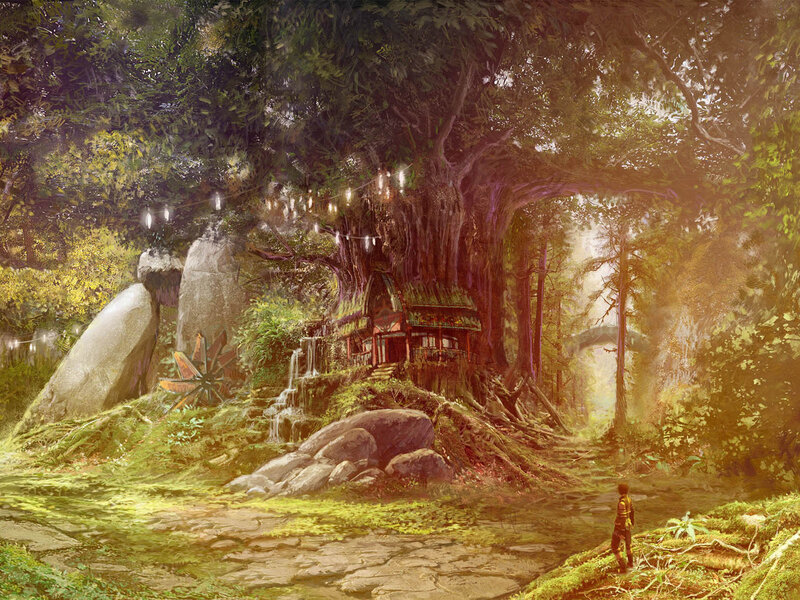 Treehouse in Forest — Green