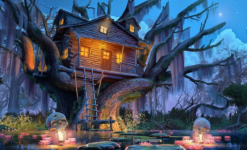 Treehouse in Swamp — Blue