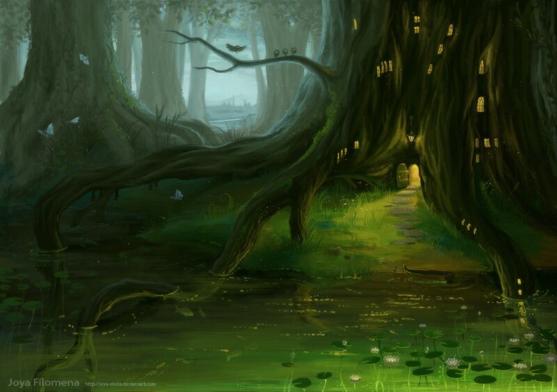Treehouse in Swamp — Green