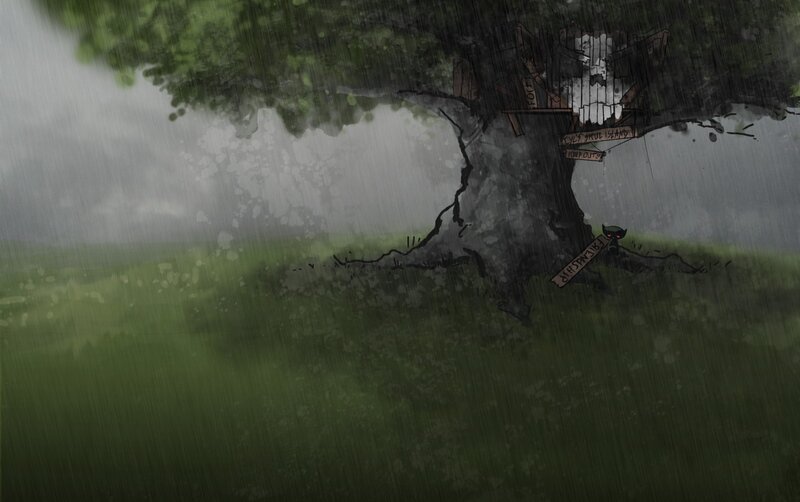 Treehouse in the rain