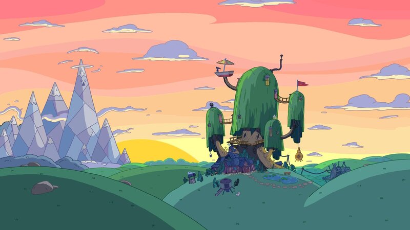 Treehouse on a Hill — Green, Serene, Sunset