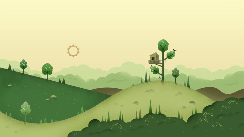 Treehouse on a Hill — Green, Serene