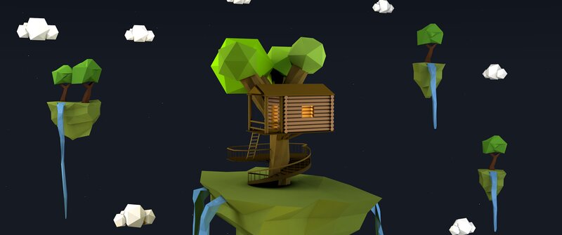 Treehouse on Floating Island — Green, Serene