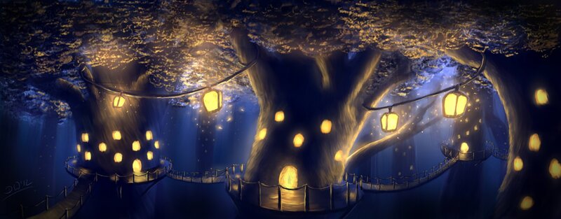 Treehouse Village — Blue, Serene