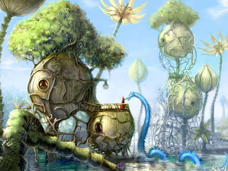 Treehouse Village — Green, Fantastical