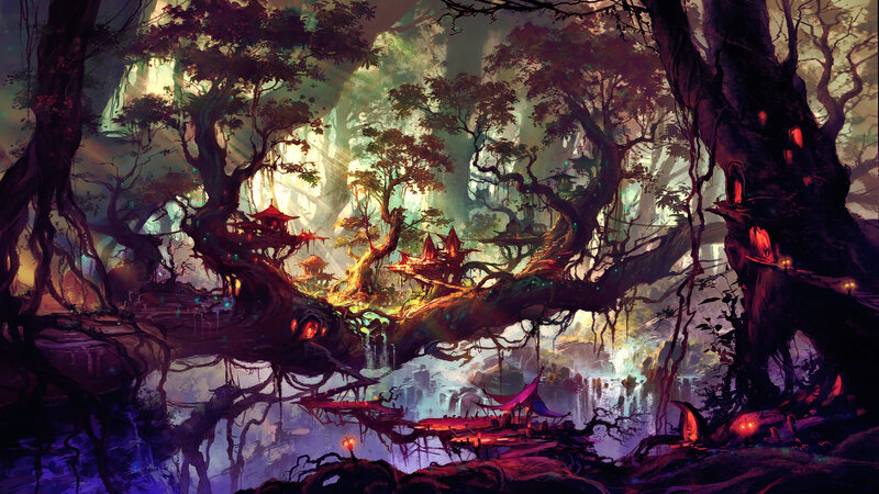 Treehouse Village in Forest — Purple