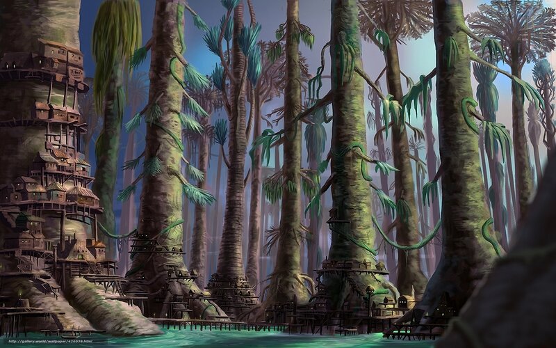 Treehouse Village in Jungle — Green, Serene
