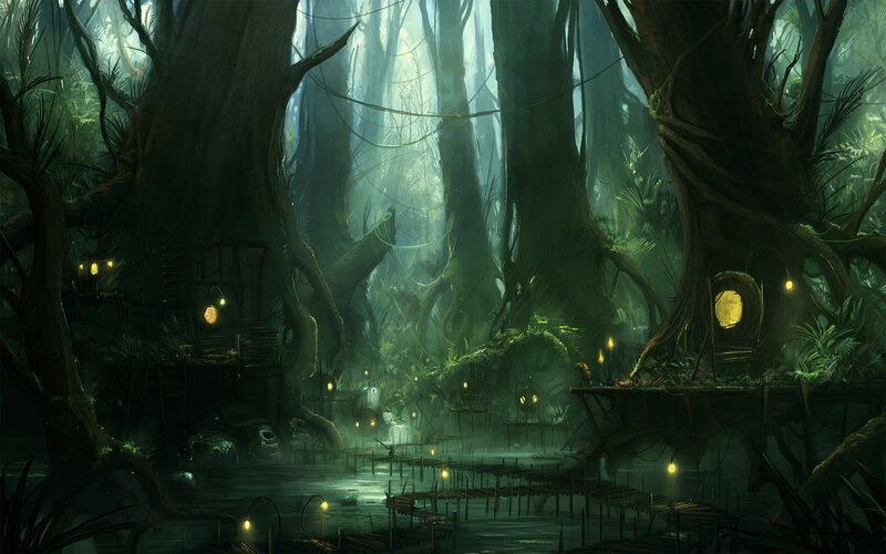 Treehouse Village in Swamp — Green