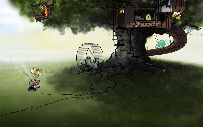 treehouse with creatures