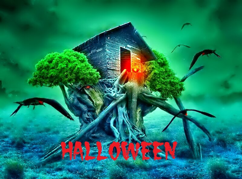 Treehouse with Glowing Door