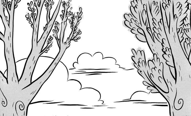 Trees and Clouds Landscape