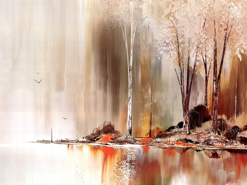 Trees by a Lake — Brown