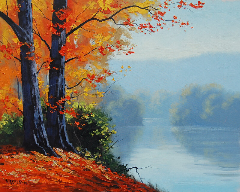 Trees by a Lake — Orange