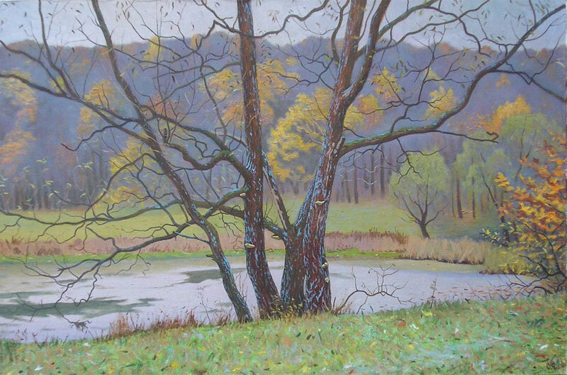 Trees by a Pond — Green