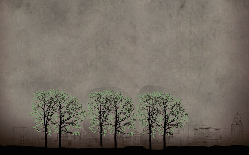 trees in a cityscape