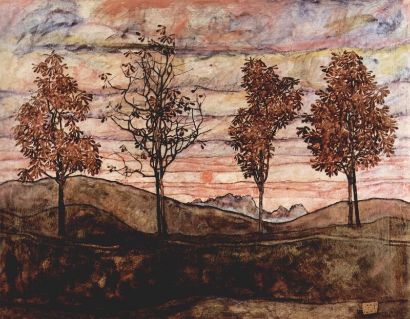 Trees in Autumn Landscape — Brown
