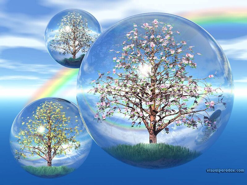 Trees in Glass Bubbles — Blue, Serene