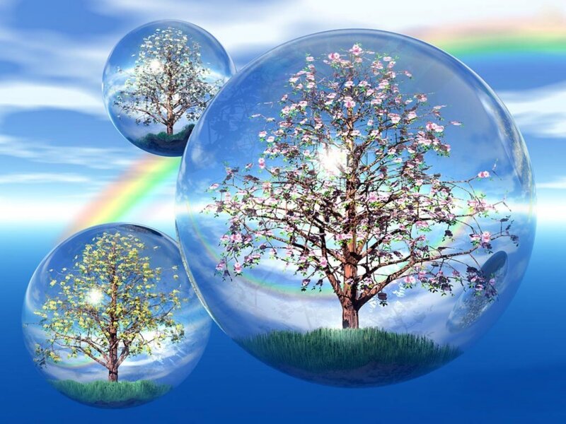 Trees in Glass Bubbles — Blue