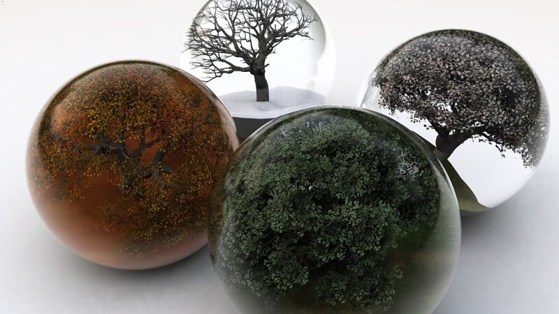 Trees in Glass Spheres — Green