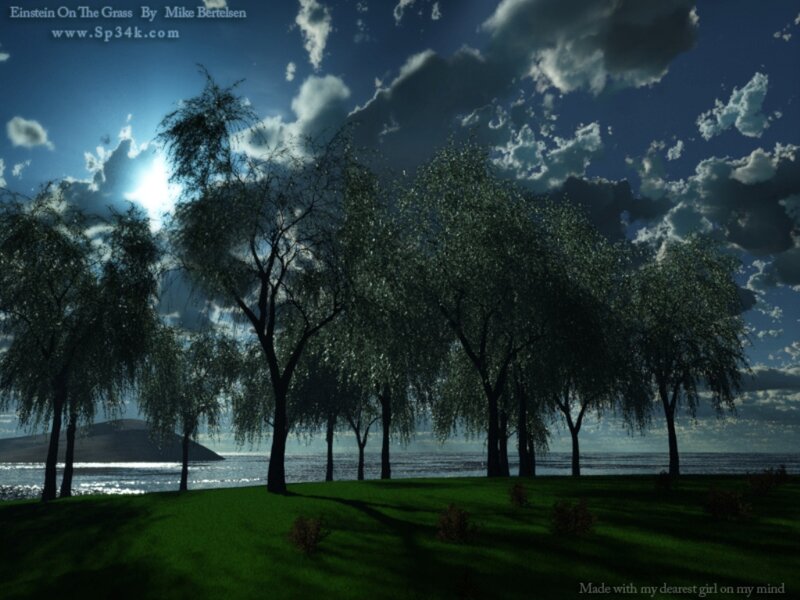 Trees on a Grassy Shore