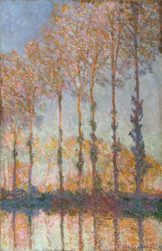 Trees Reflected in Water — Blue, Serene, Spring, Painting