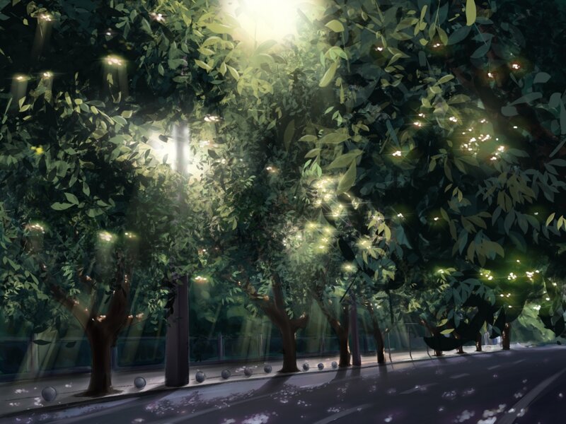Trees with Glowing Lights — Green