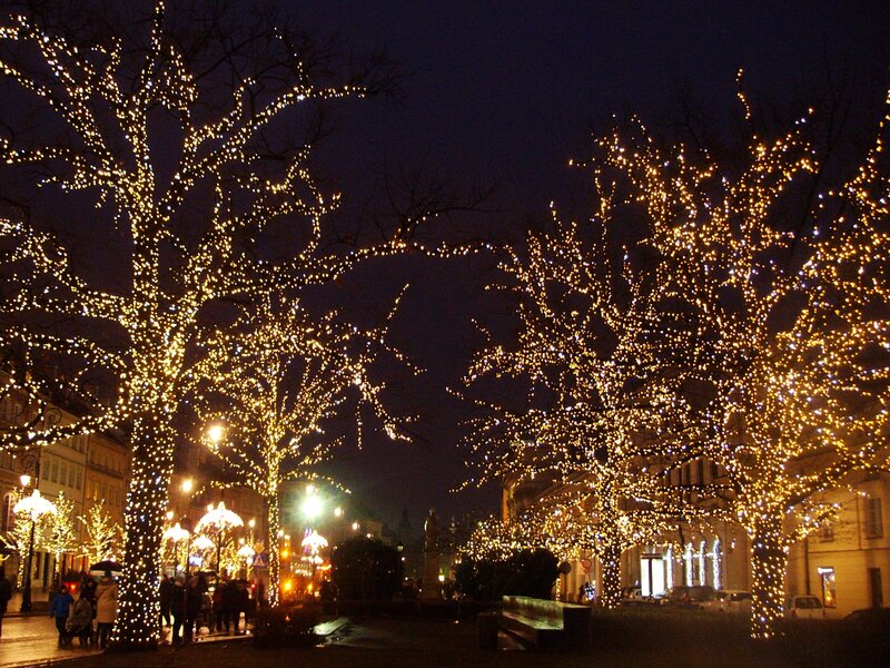 Trees with Lights — Yellow