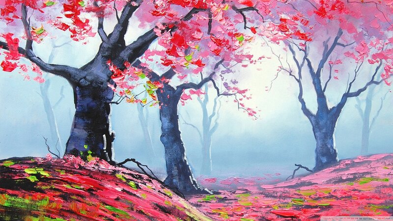 Trees with Pink Blossoms — Serene