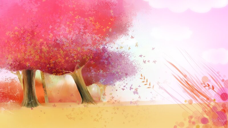 Trees with Red Leaves — Pink