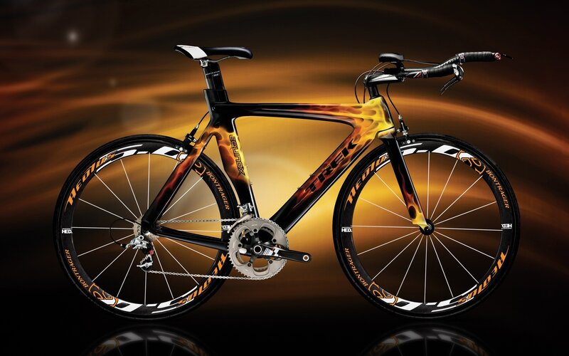 Trek bicycle with flame design