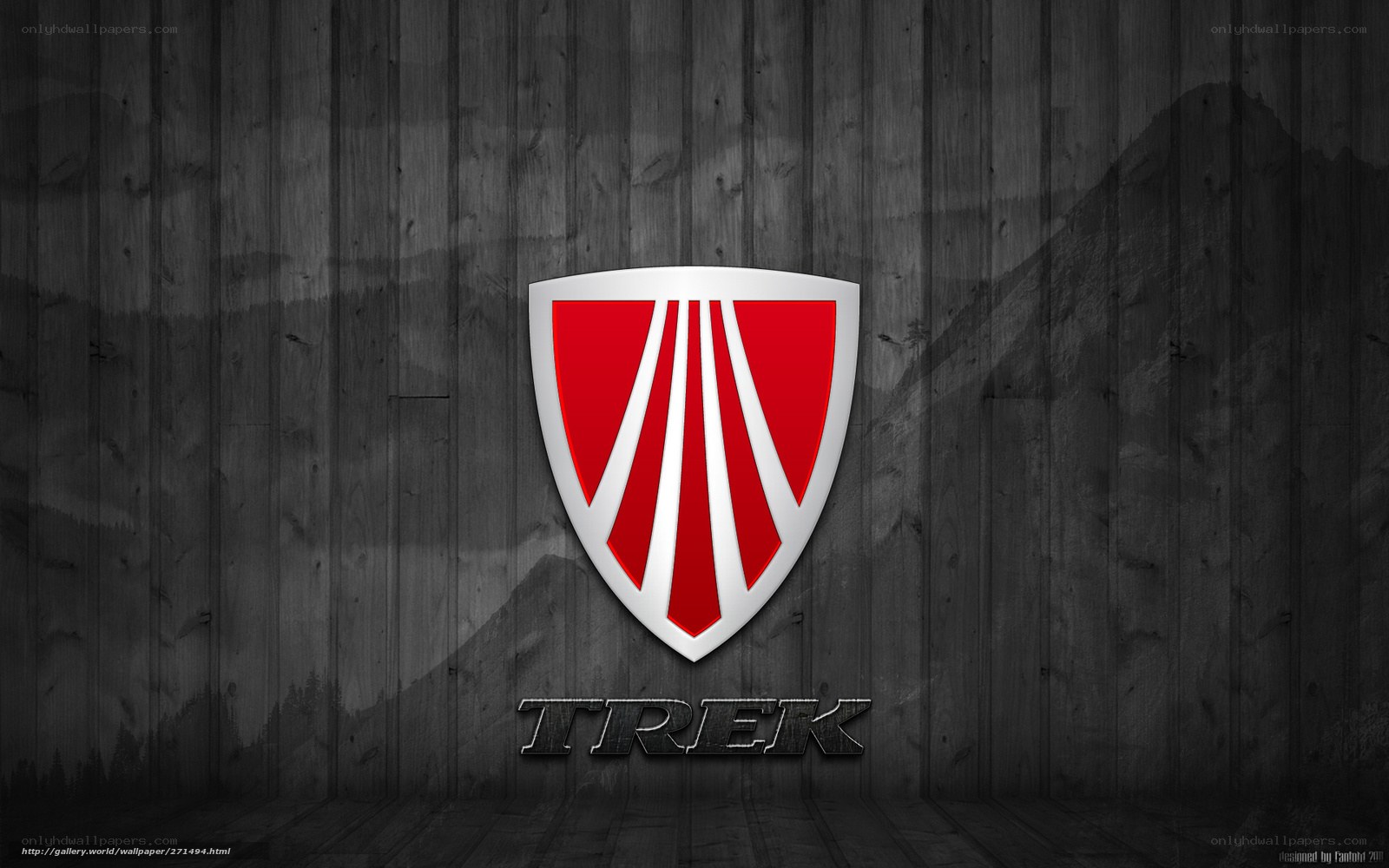 Trek logo on wooden wall