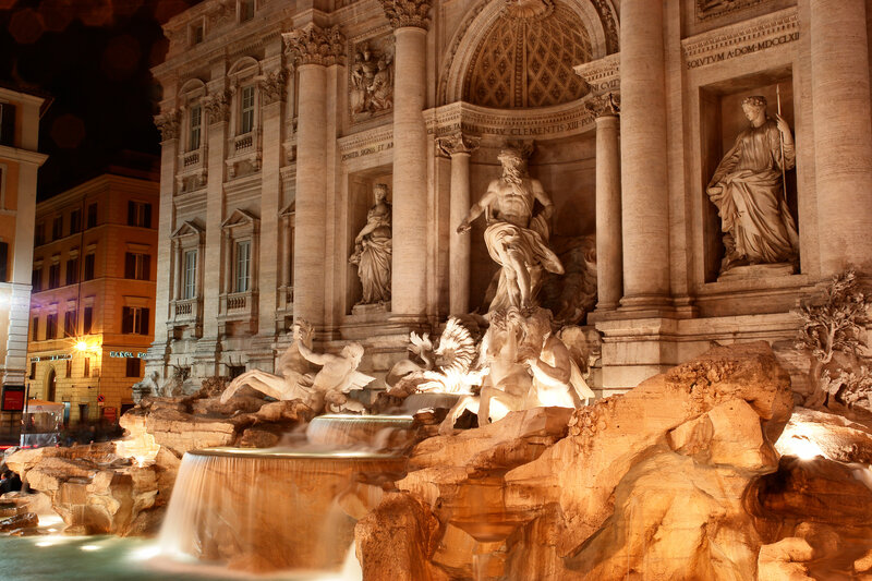 Trevi Fountain at Night — Brown