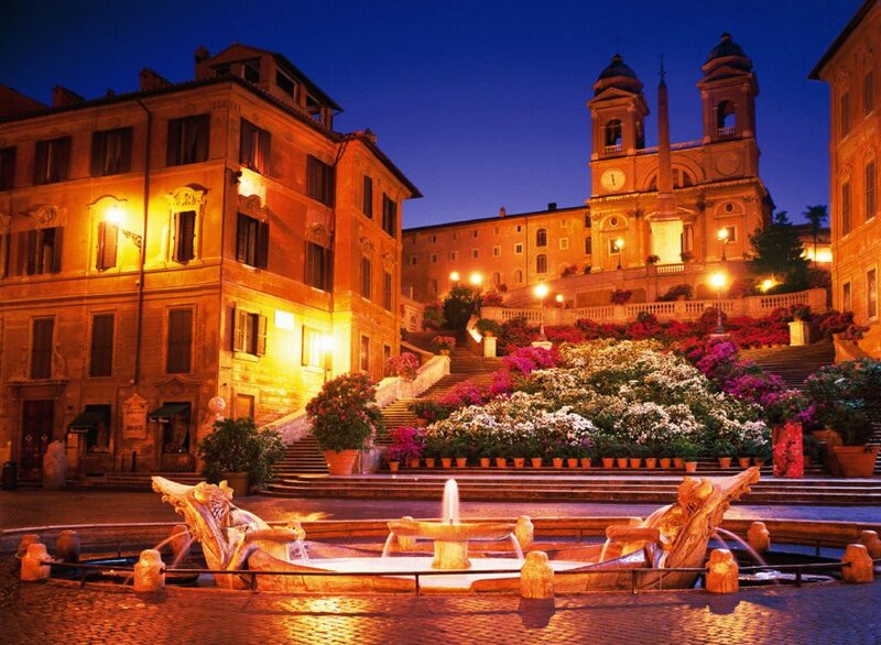 Trevi Fountain at Night — Orange, Serene