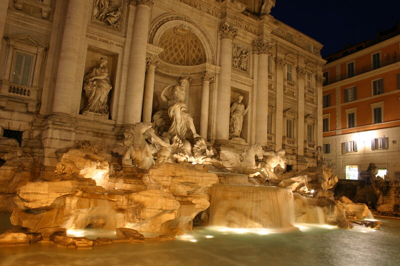 Trevi Fountain at Night — White