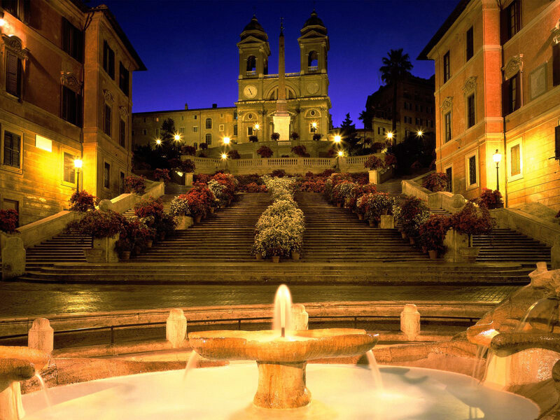 Trevi Fountain at Night — Yellow, Dramatic