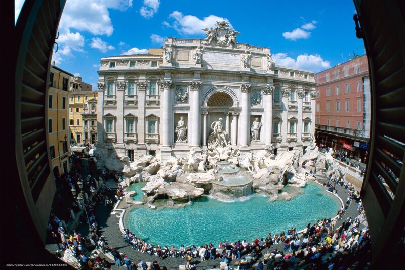 Trevi Fountain — Blue, Bustling