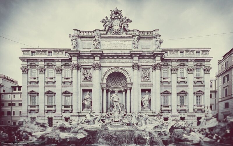 Trevi Fountain — Gray, Dramatic