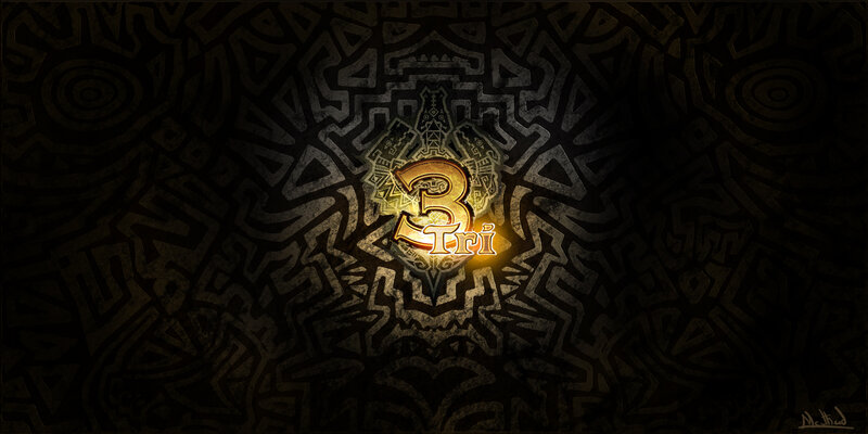 Tri logo on patterned background