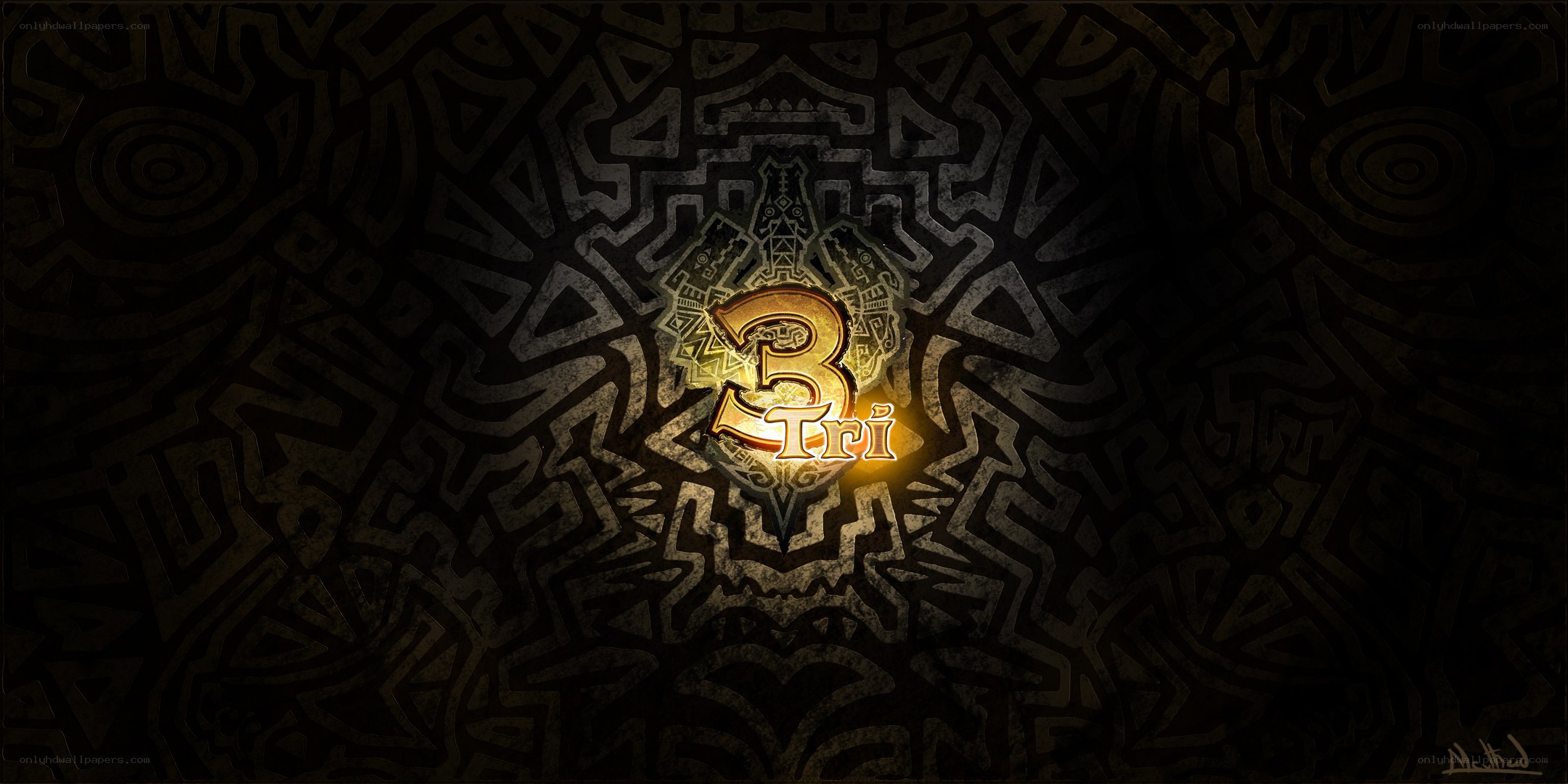 Tri logo on patterned background