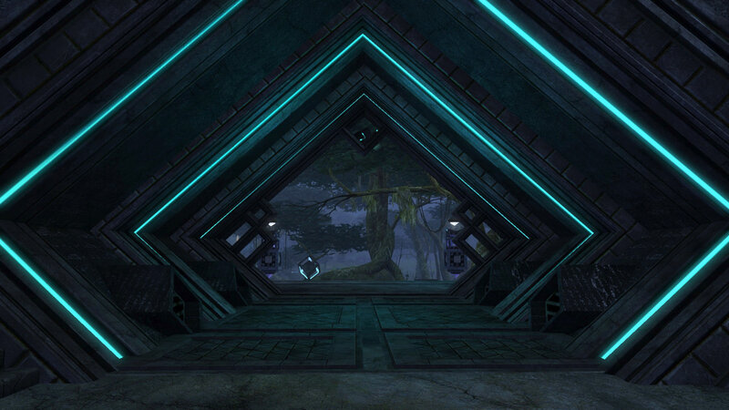 Triangular Corridor with Neon Lights