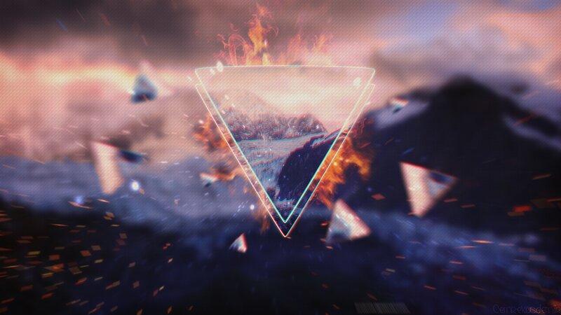 Triangular Frame with Mountains
