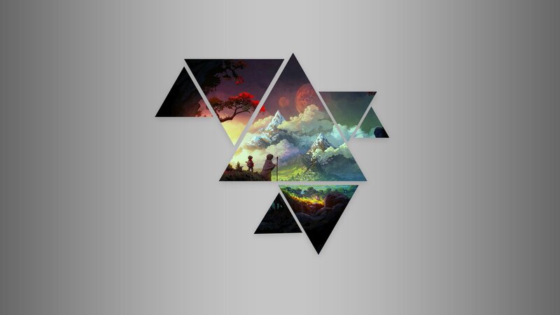 Triangular Landscape Collage — Gray