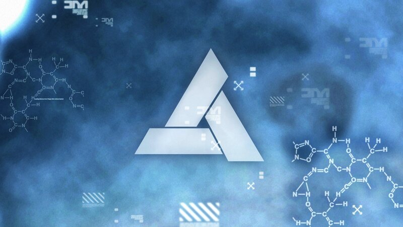 Triangular Logo with Molecules