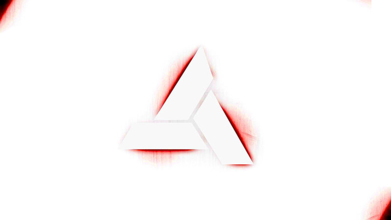 Triangular logo with red glow