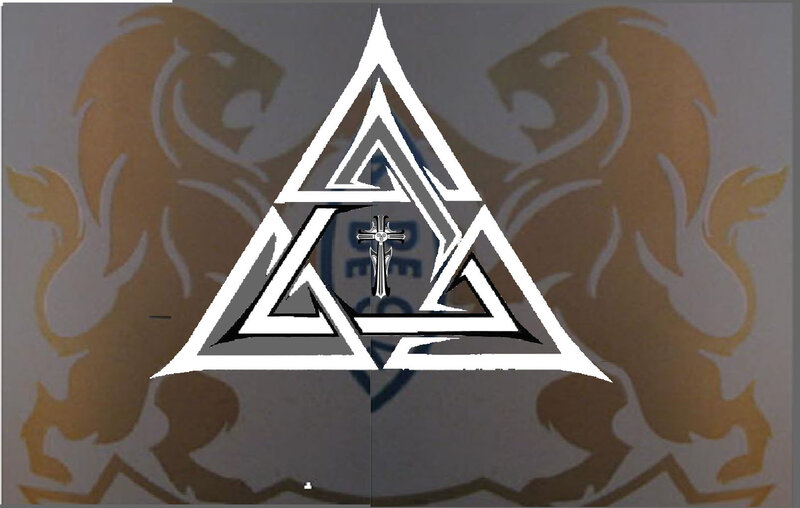 triangular symbol with lion silhouettes