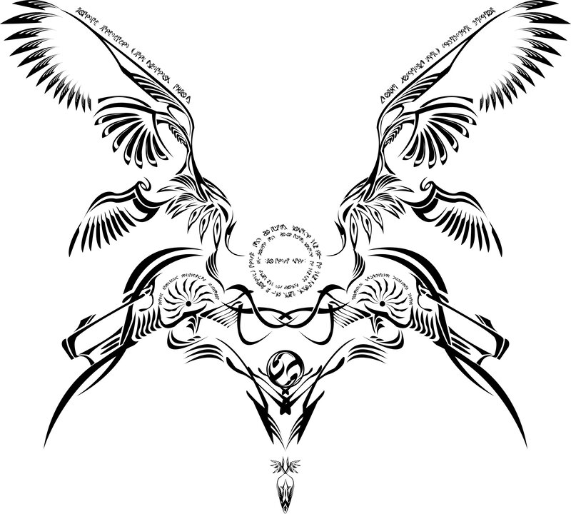 tribal angel wings design