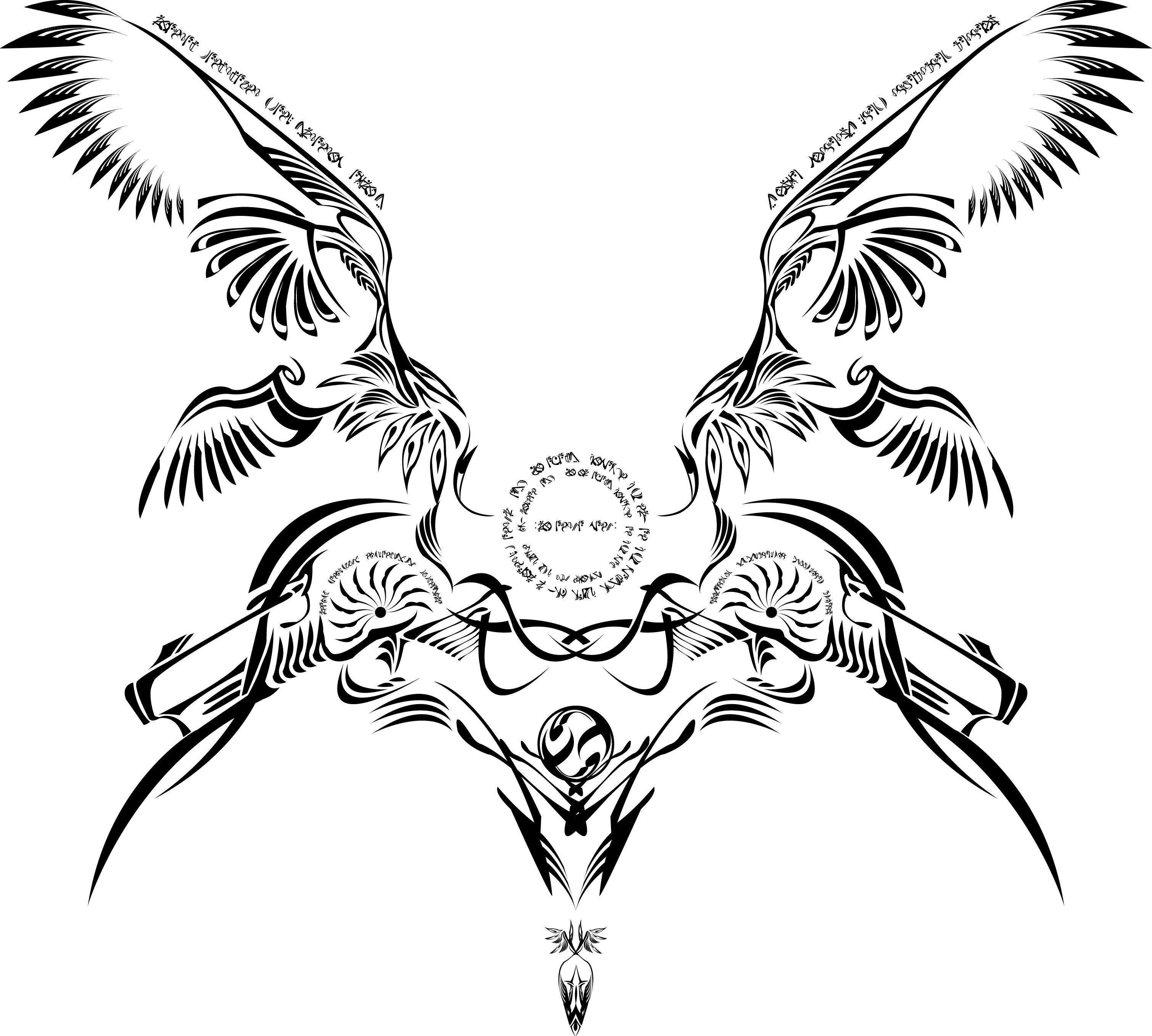 tribal angel wings design