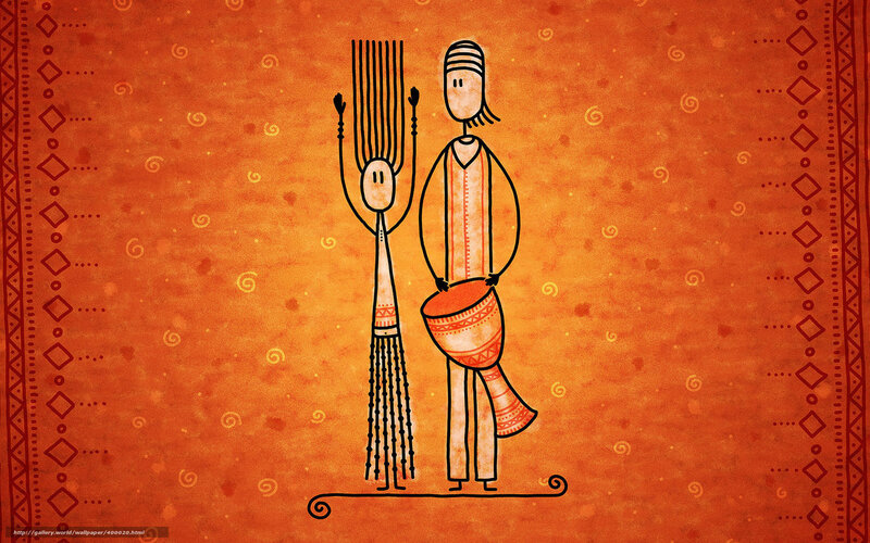 tribal art couple illustration