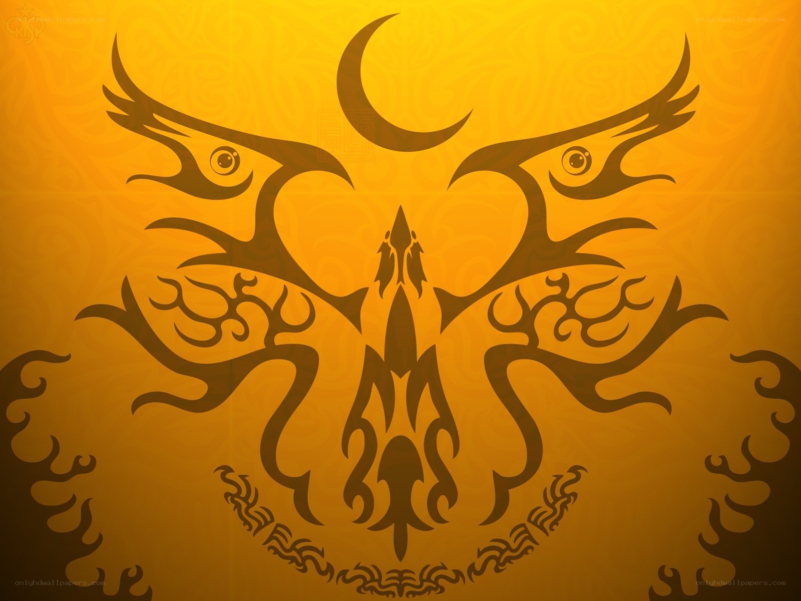 tribal bird skull design